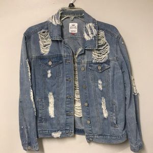 Distressed denim jacket
